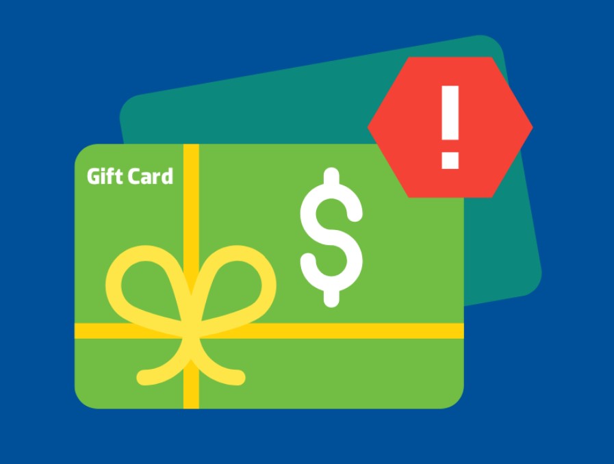 Gift cards on a shop shelf